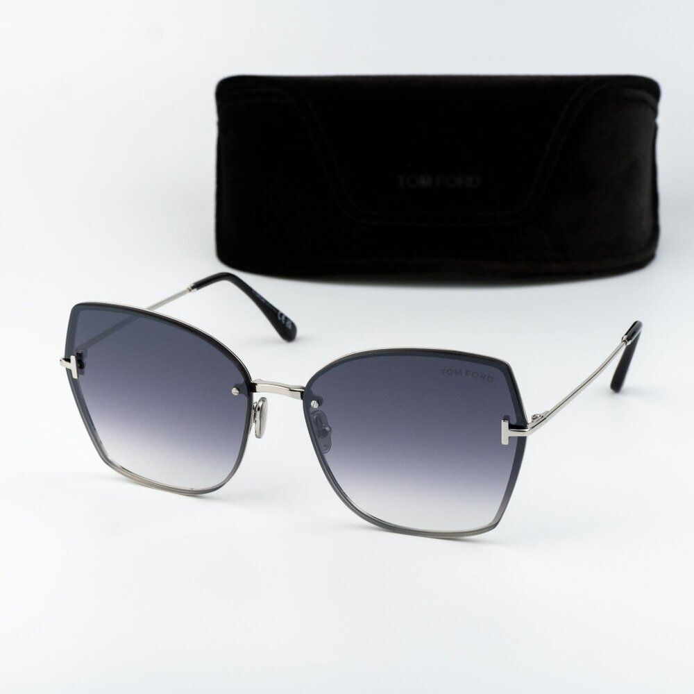 Tom Ford NICKIE-02 Women Sunglasses Palladium Smoke Mirror Butterfly FT1107 16C